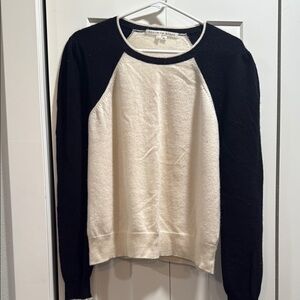 Veronica Beard Black and Cream cashmere sweater